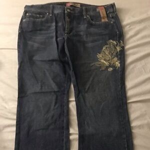 Women's Vintage Old Navy Boot Cut Jeans  with Floral Embroidery - Size 16 Reg